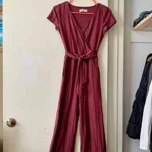Hollister red and black stripe jumpsuit